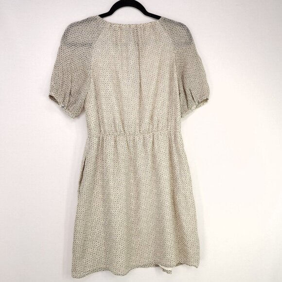Madewell 100% Silk Dress Size 6 Pockets Baby Doll Elastic Waist Sheer Sleeve - Picture 2 of 12